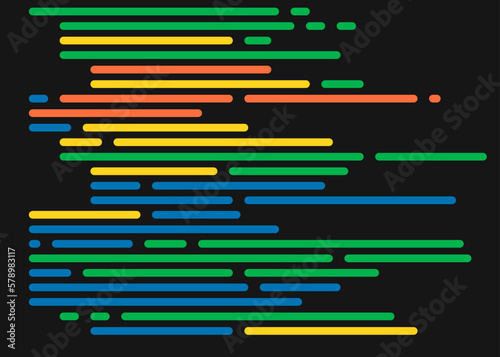 Code on screen vector illustration, flat cartoon coding lines simulation