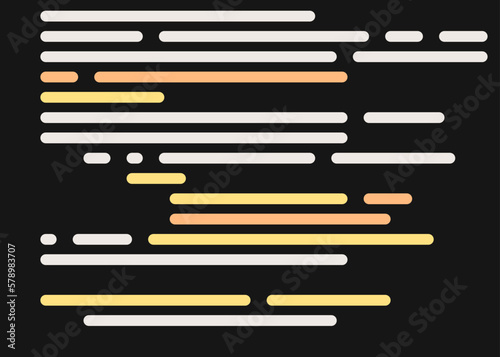 Code on screen vector illustration, flat cartoon coding lines simulation