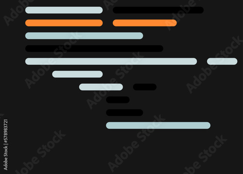 Code on screen vector illustration, flat cartoon coding lines simulation