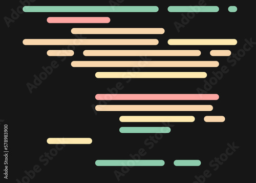 Code on screen vector illustration, flat cartoon coding lines simulation