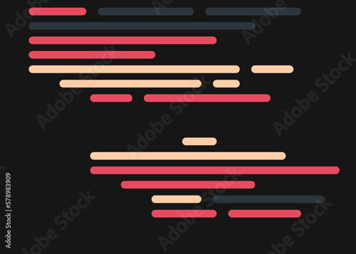 Code on screen vector illustration, flat cartoon coding lines simulation