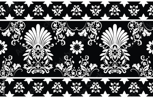 Ethnic India pattern oriental style, Traditional Ethnic India seamless pattern with damask ornament, Indian motif, floral elements design for tile pattern, carpet, background.
