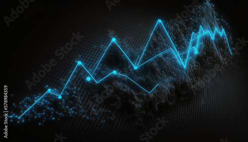 illustration Business success and growth concept.Stock market business graph chart on digital screen.Forex market, Gold market. Generative AI.