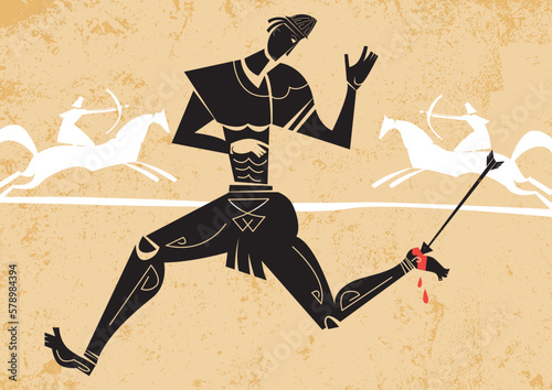 achilles wounded with an arrow in heel greek legend