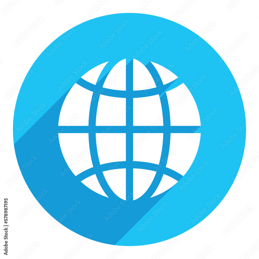 Global business concept. Sphere sign. flat icon. long shadow design. blue background. Global business concept. Sphere sign. flat icon. long shadow design. blue background.