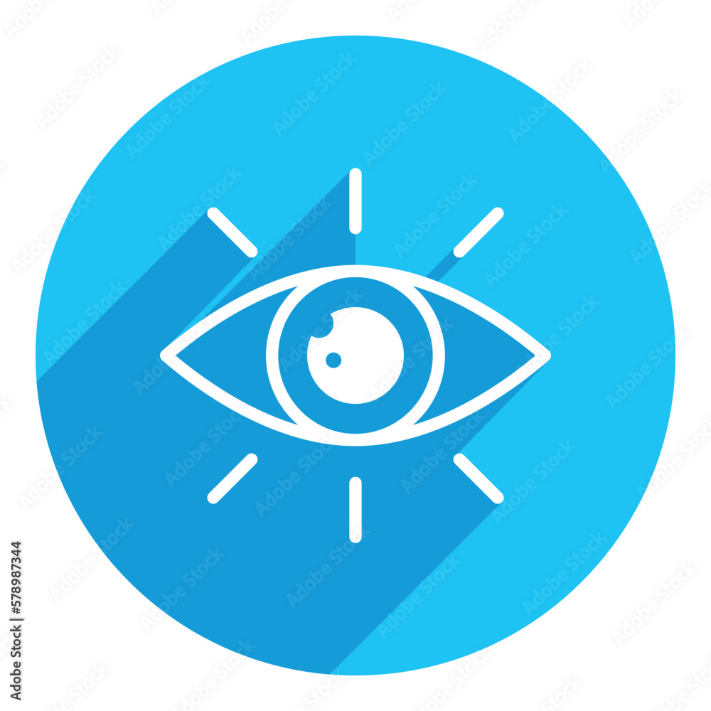 Human eye. flat icon. long shadow design. blue background. Human eye. flat icon. long shadow design. blue background.
