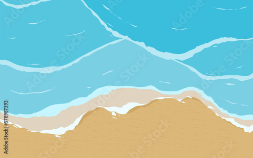 top view or aerial view of sandy beach with small wave