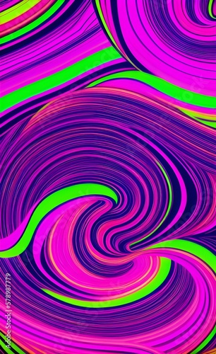 Bright dynamic background with colourful wavy lines. Generative AI. Digital image with a psychedelic stripes. Neon backdrop