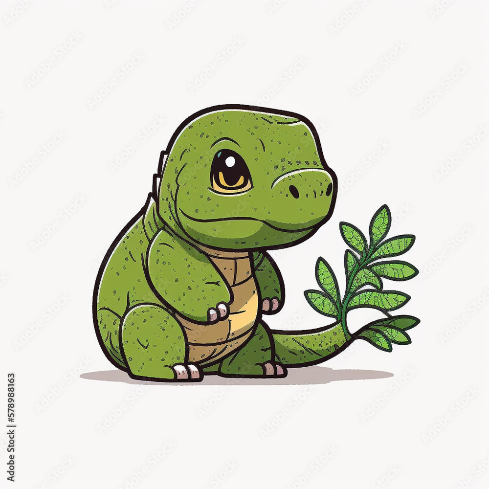 Fototapeta premium Komodo dragon, animals, illustration, vector art, simple, flat design, funny cartoon, Generative AI