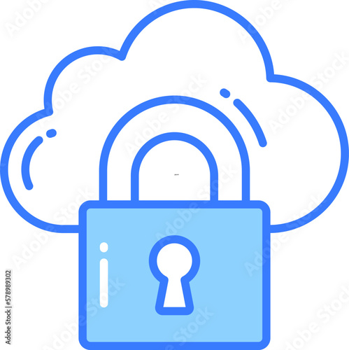 Padlock with cloud denoting vector design of cloud security