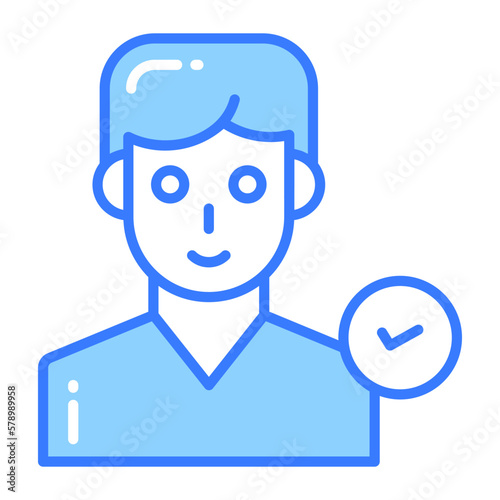Person avatar with tick mark showing concept vector of verified user