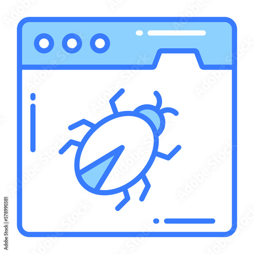 Bug on webpage showing concept vector of malicious website