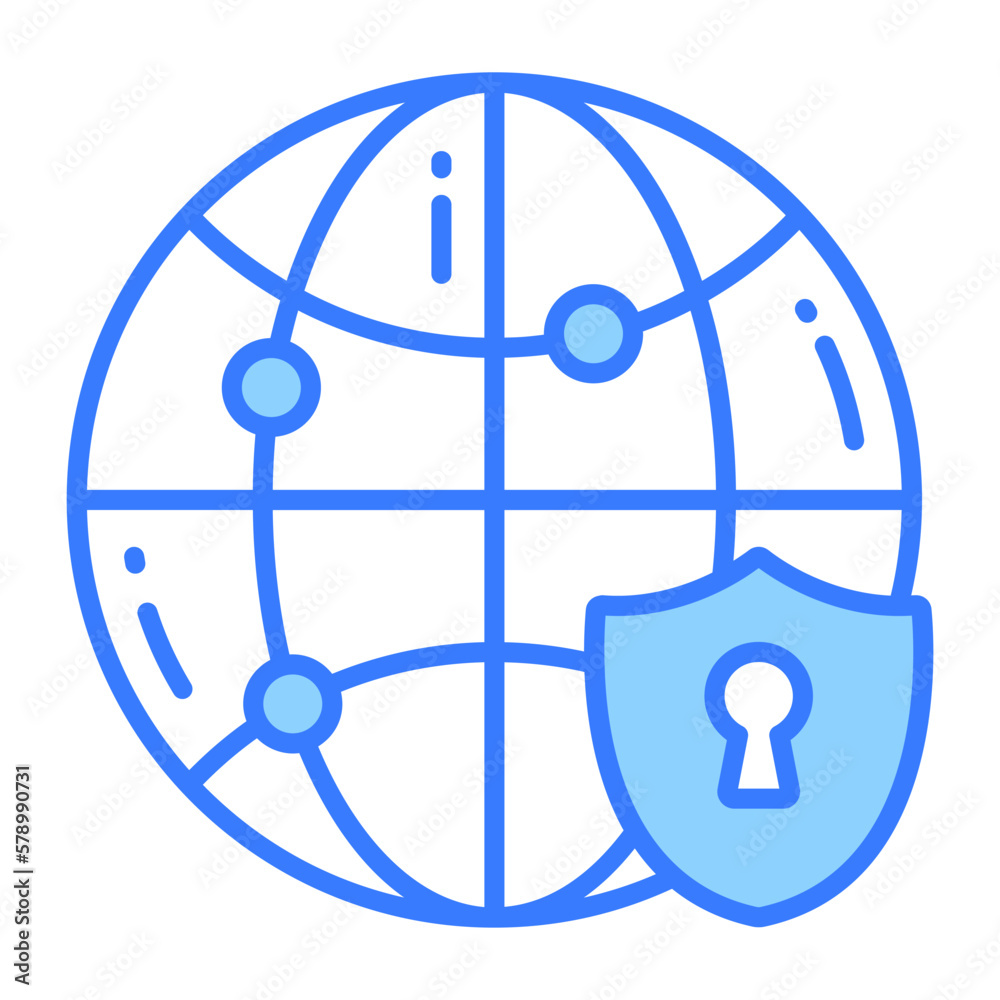 Safety shield with network globe denoting vector of network security Safety shield with network globe denoting vector of network security