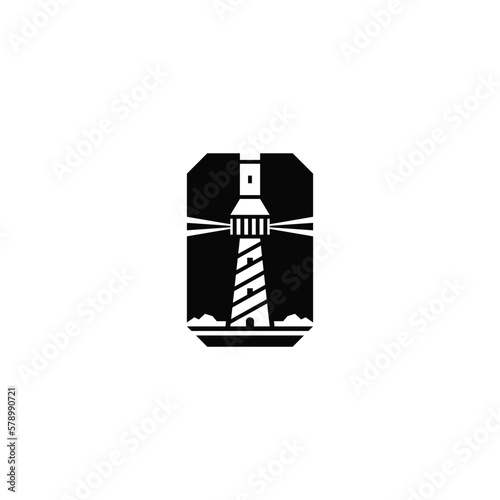 Lighthouse and flashlight. Logo combination design.