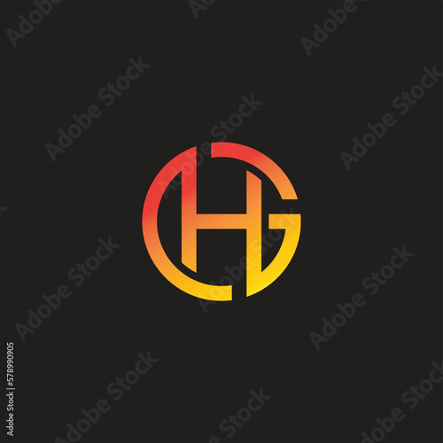 letter hg shine gradient logo vector