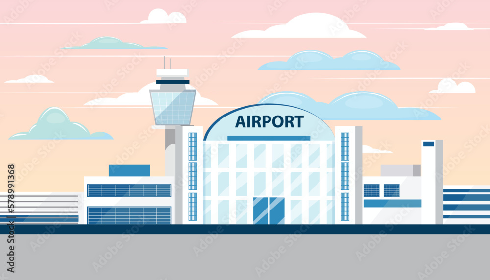 Obraz premium Airport landscape illustration. Vector illustration.