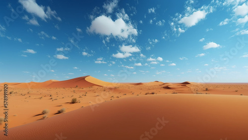 desert with a clear blue sky, natural scenery. generative ai