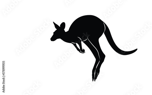 Kangaroo logo. Isolated kangaroo on white background. Set silhouettes of kangaroo, different poses, black color. Vector illustration.