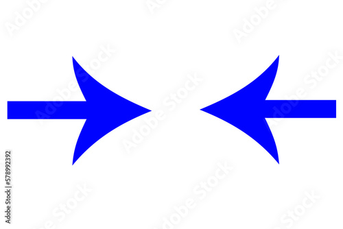 Red and blue arrow icon  Red and blue color arrow indicator. 