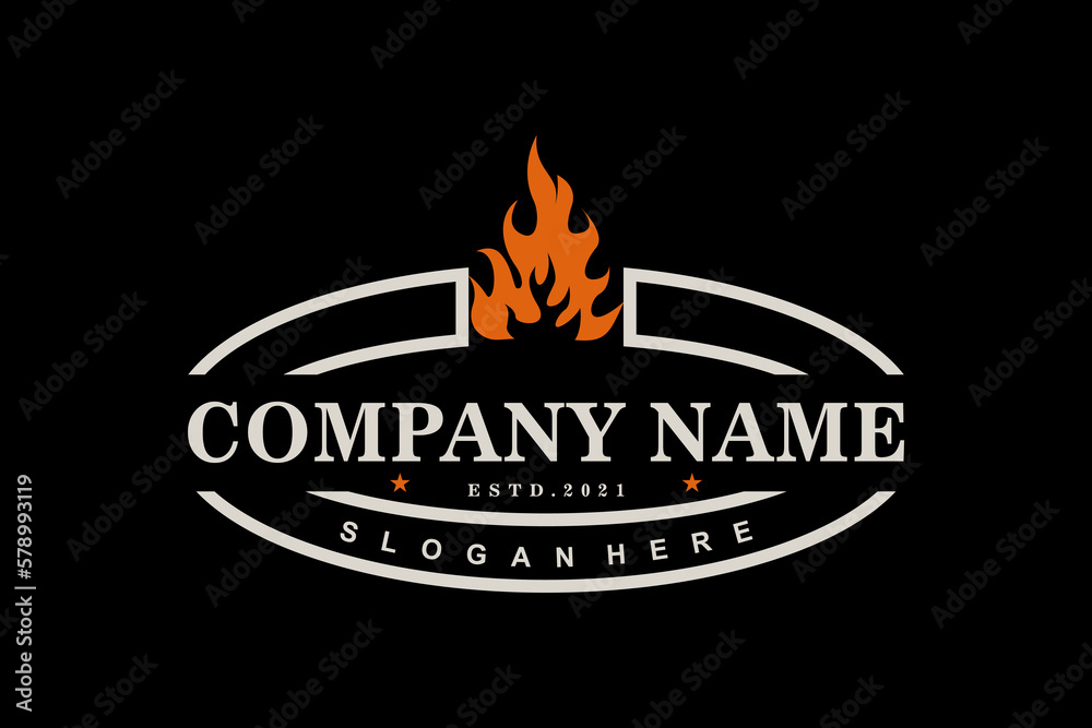 Simple Rustic Stamp with fire flame for Traditional Simple Rustic Stamp with fire flame for Traditional