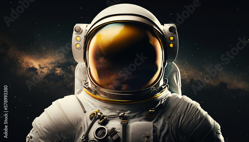 Photographie Portrait of astronaut floating in space. Generative AI.