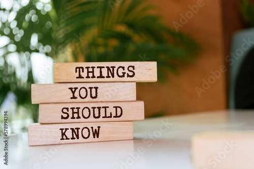 Wooden blocks with words 'Things you should know'.