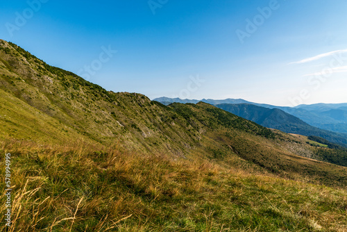 Beautiful Carpathian mountains in Romania - view during hiking to Oslea hill in Valcan mountains