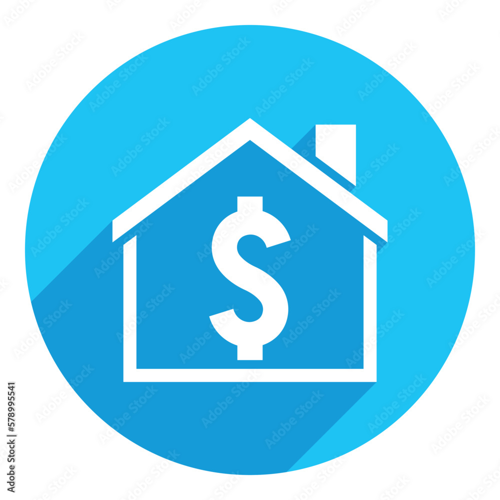 House loan. flat icon. long shadow design. blue background. House loan. flat icon. long shadow design. blue background.