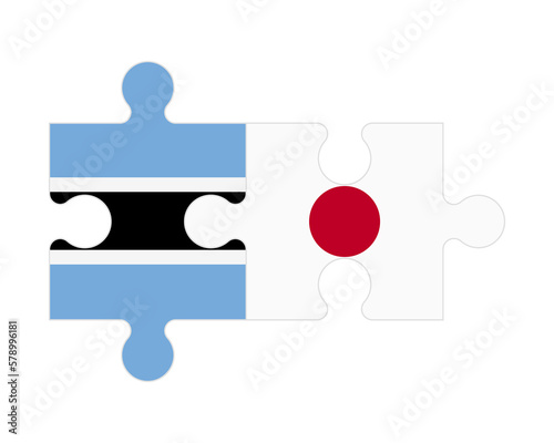 Puzzle of flags of Botswana and Japan, vector