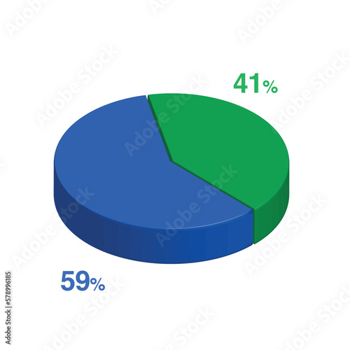 Fifty nine 59 forty one 41 3d Isometric pie chart diagram for business presentation. Vector infographics illustration eps.	