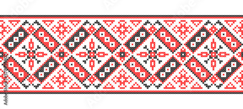 Ukrainian vyshyvanka vector pattern ornament border. Embroidery pattern