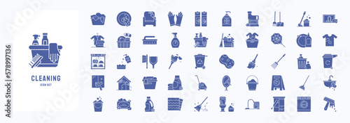 Collection of icons related to Cleaning and hygiene icon set
