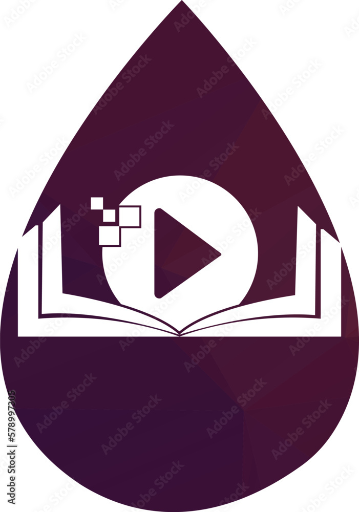 Book media logo design icon template. Book play logo symbol design illustration. Book media logo design icon template. Book play logo symbol design illustration.