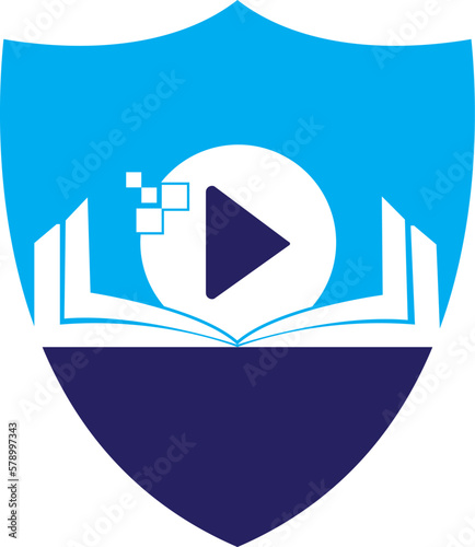 Book media logo design icon template. Book play logo symbol design illustration.