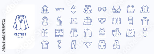 Collection of icons related to Clothes and dress 
