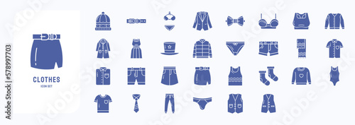 Collection of icons related to Clothes and dress 
