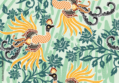Indonesian batik motifs with very distinctive plant and bird patterns