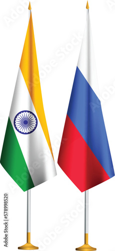 India,Russia flags together.India,Russia crossed flags copy