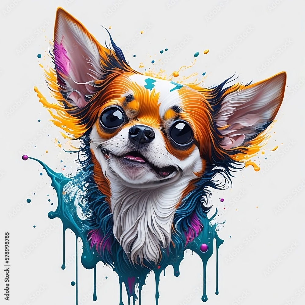 splash art cute chihuahua illustration wallpaper
