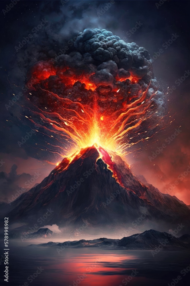 Volcano erupting strong impact nuclear explosion apocalypse the end of the world