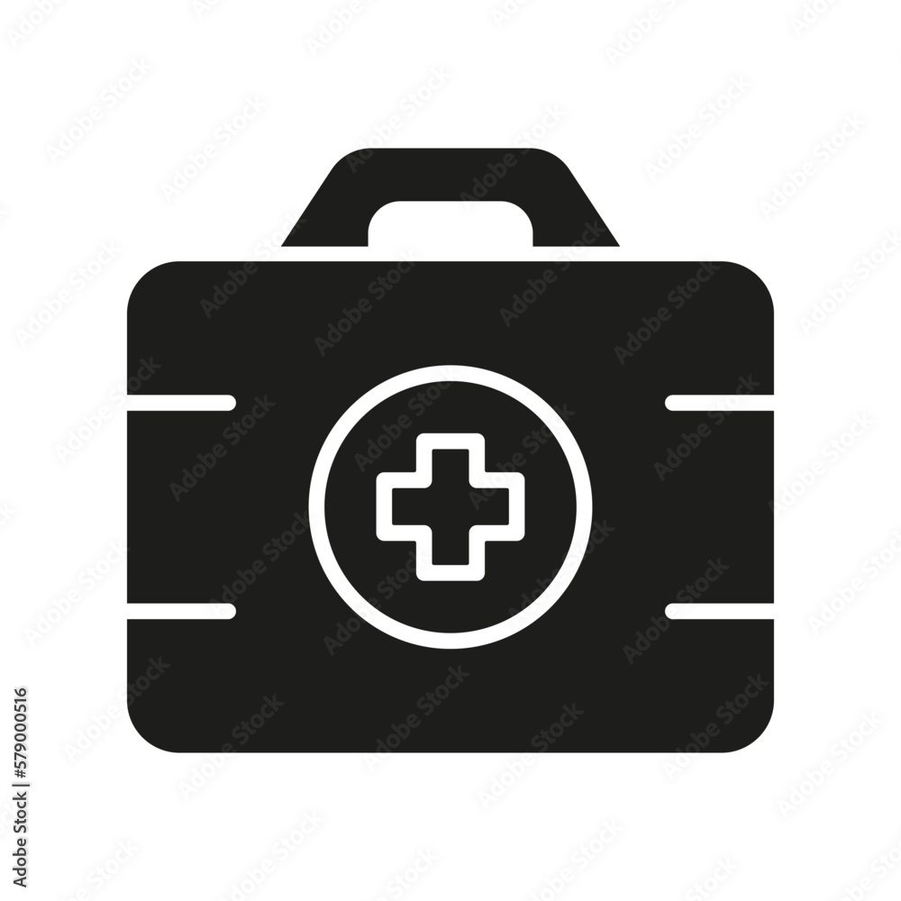 First Aid Kit Silhouette Icon. Medicine Tools Box Glyph Pictogram. Doctor's Medical Case Icon. Medication Help Suitcase Sign. Emergency Assistance Symbol. Isolated Vector Illustration First Aid Kit Silhouette Icon. Medicine Tools Box Glyph Pictogram. Doctor's Medical Case Icon. Medication Help Suitcase Sign. Emergency Assistance Symbol. Isolated Vector Illustration