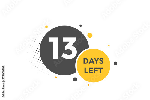 13 days Left countdown template. 13 day Countdown left banner label button eps 10
