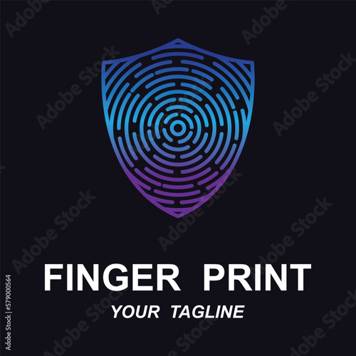 fingerprint identification logo with slogan template
