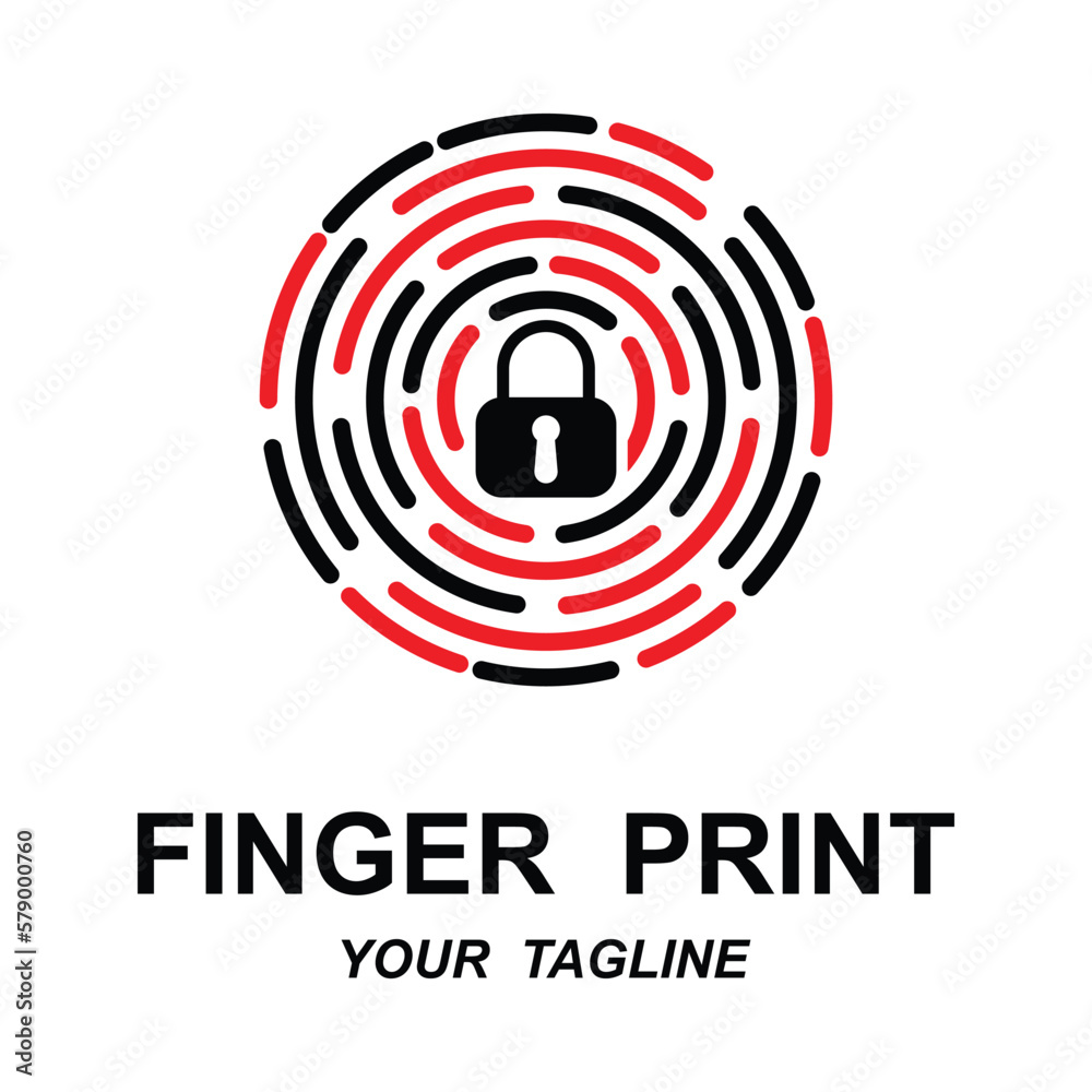 fingerprint identification logo with slogan template