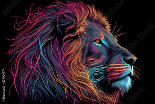 abstract neon lion head