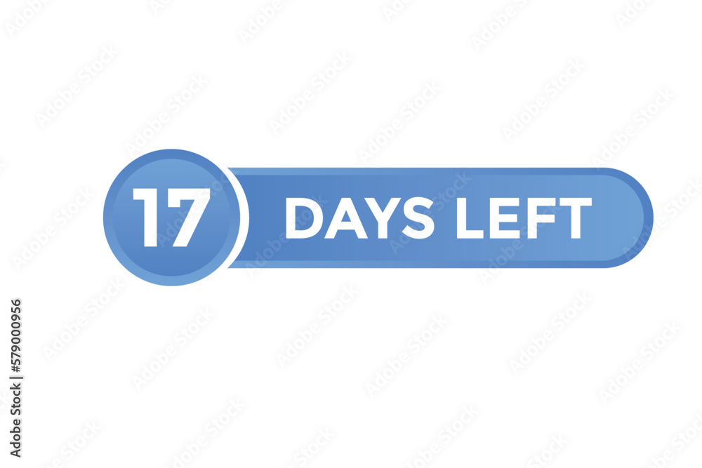 17 days Left countdown template. 17 day Countdown left banner label button eps 10
17 days Left countdown template. 17 day Countdown left banner label button eps 10