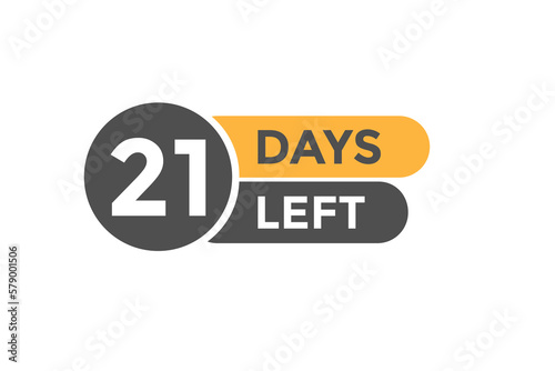 21 days Left countdown template. 21 day Countdown left banner label button eps 10
