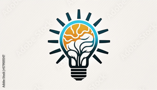 Illustration of brain inside a light bulb. AI generative