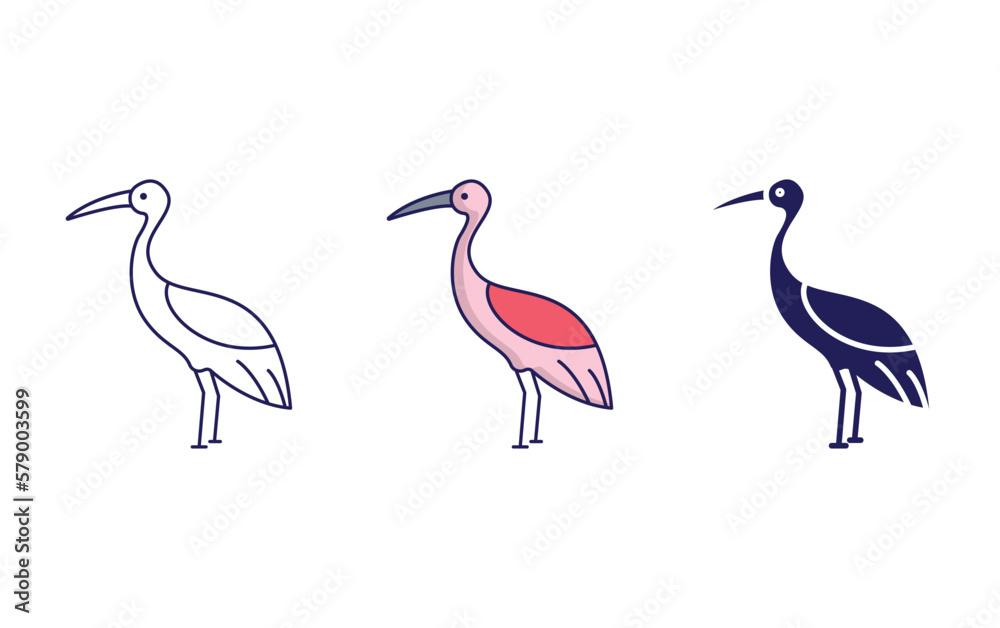 Obraz premium Crane bird vector icon
