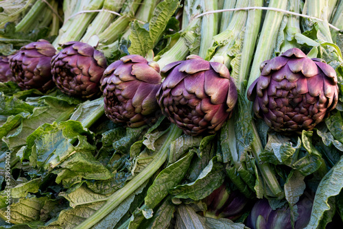 Artichokes a typical italian food in Roma's market 